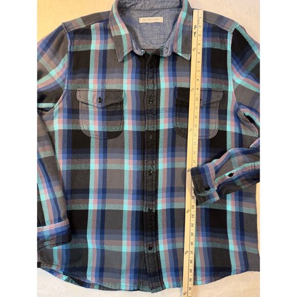 Outerknown Mens Black Plaid Blanket Shirt XXL Heavyweight button down 2XL - Picture 7 of 9